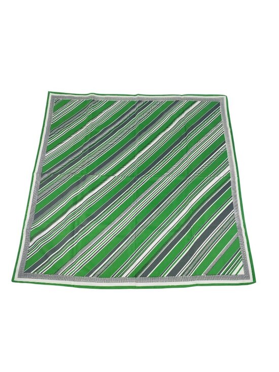 Unbranded Accessories - VTG Green & White Striped Square Scarf W/ Black Polka Dot Accents 26.75"x26.5"